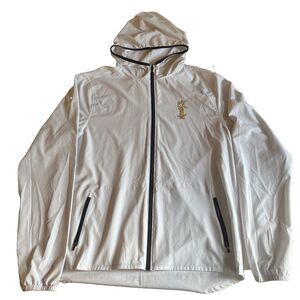 Kaizen Volleyball Club Windbreaker Unisex L White Player Travel Warmup Full Zip
